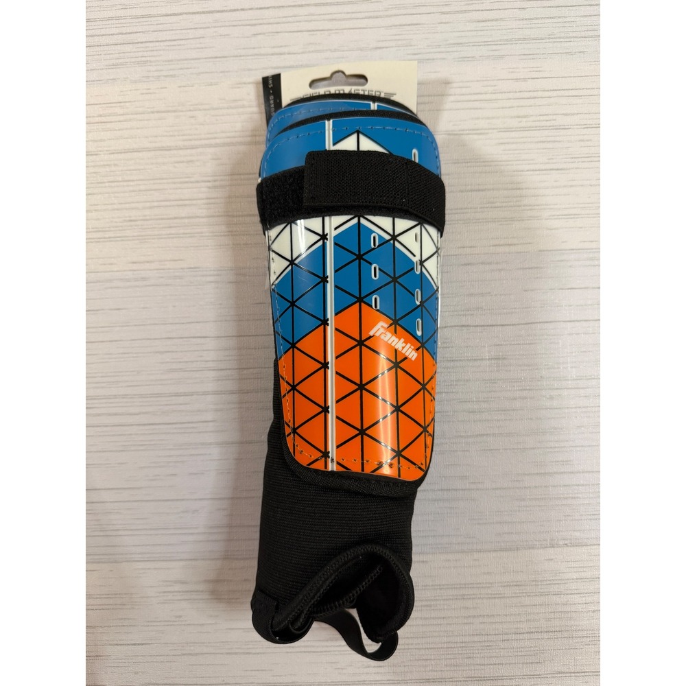 Franklin Field Master Soccer Shin Guards Medium Blue Orange White Kids 3939F2